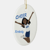 Cheerleader African American Dark Blue & White Keramisch Ornament (Rechts)