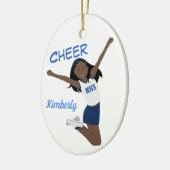 Cheerleader African American Dark Blue & White Keramisch Ornament (Links)