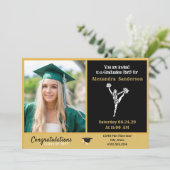 Cheerleader afstuderen Black en Gold Kaart (Staand voorkant)