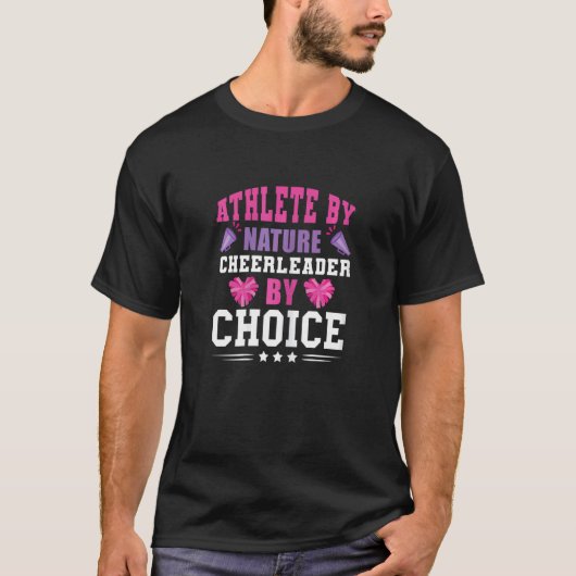 Cheerleader Athlete By Nature Cheering Pom Poms Le T-shirt (Voorkant)