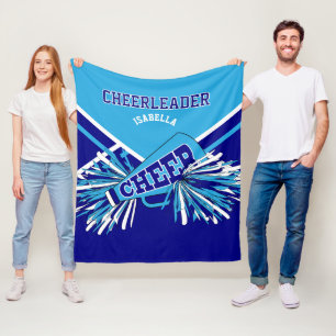 Cheerleader  Baby Blue,  Blauw & Wit Fleece Deken