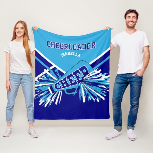 Cheerleader  Baby Blue,  Blauw & Wit Fleece Deken (In situ)
