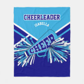 📣 Cheerleader Baby Blue, Blue & White Fleece Deken (Voorkant)