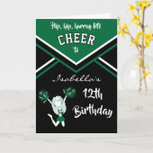 Cheerleader Birthday - DIY Name & Age - Donkergroe Kaart (Gele Bloem)