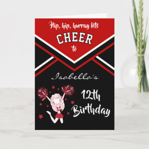 Cheerleader Birthday - DIY Name and Age - Dark Red Kaart