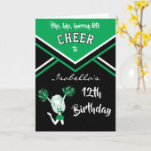 Cheerleader Birthday - DIY Name and Age - Green Kaart (Gele Bloem)