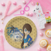 Cheerleader Birthday Girl - Blue Papieren Bordje (Feest)