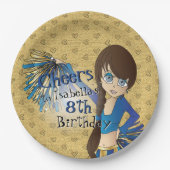 Cheerleader Birthday Girl - Blue Papieren Bordje (Voorkant)