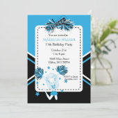 Cheerleader Birthday Party in Baby Blue Kaart (Staand voorkant)