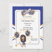Cheerleader Birthday Party in Blue & Gold Kaart (Voorkant)
