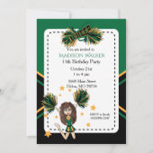 Cheerleader Birthday Party in Dark Green & Gold Kaart (Voorkant)