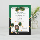 Cheerleader Birthday Party in Dark Green & Gold Kaart (Staand voorkant)