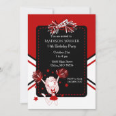 Cheerleader Birthday Party in Dark Red Kaart (Voorkant)