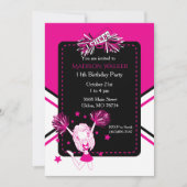Cheerleader Birthday Party in Hot Pink Kaart (Voorkant)