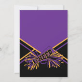 Cheerleader Birthday Party in Paars & Gold Kaart (Achterkant)
