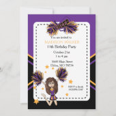 Cheerleader Birthday Party in Paars & Gold Kaart (Voorkant)