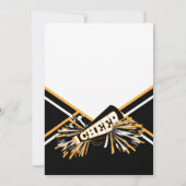Cheerleader Birthday Party in White, Black & Gold Kaart (Achterkant)