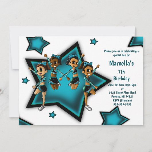 Cheerleader Birthday Party Kaart (Voorkant)