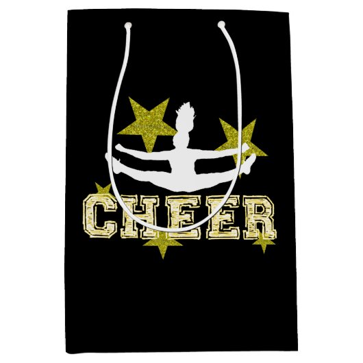 Cheerleader Black en Gold Gift Bag Medium Cadeauzakje (Voorkant)