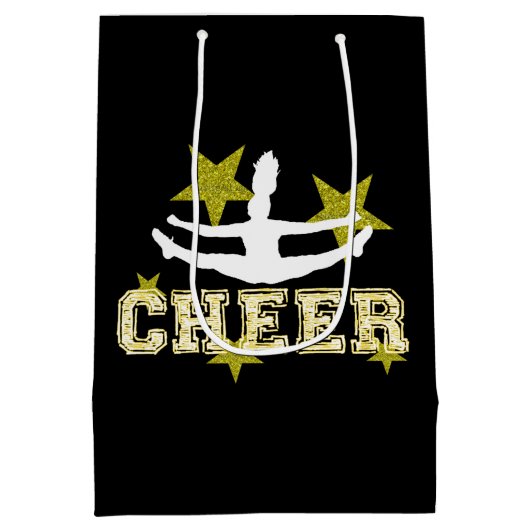 Cheerleader Black en Gold Gift Bag Medium Cadeauzakje (Achterkant)