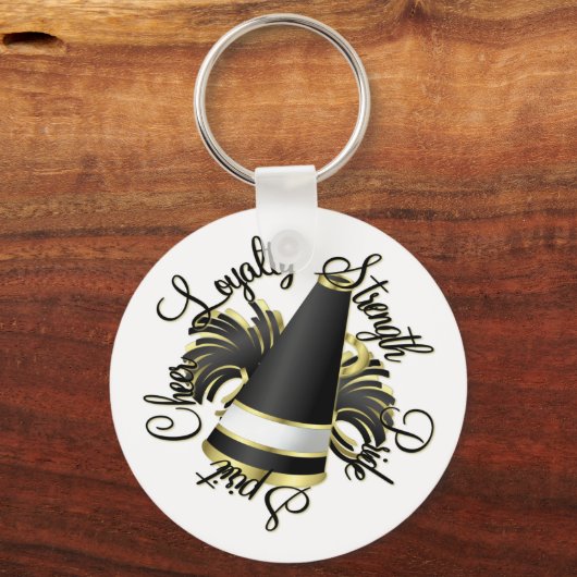 Cheerleader Black en Gold Qualities Sleutelhanger (Voorkant)