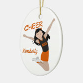 Cheerleader Black Hair Black & Oranje Keramisch Ornament (Links)