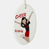 Cheerleader Black Hair Black & Red Keramisch Ornament (Rechts)