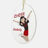 Cheerleader Black Hair Black & Red Keramisch Ornament (Links)