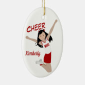 Cheerleader Black Hair Red & White Keramisch Ornament (Rechts)