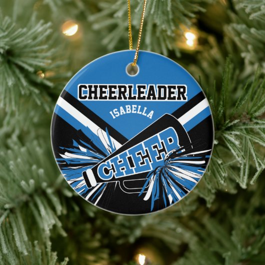 Cheerleader 📣 💖 - blauw, wit en zwart keramisch ornament (Boom)