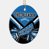 Cheerleader 📣 💖 - blauw, wit en zwart keramisch ornament (Rechts)