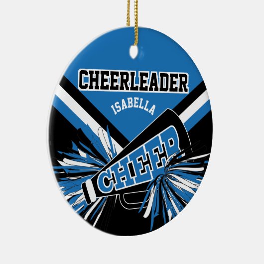Cheerleader 📣 💖 - blauw, wit en zwart keramisch ornament (Rechts)