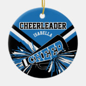 Cheerleader 📣 💖 - blauw, wit en zwart keramisch ornament (Voorkant)