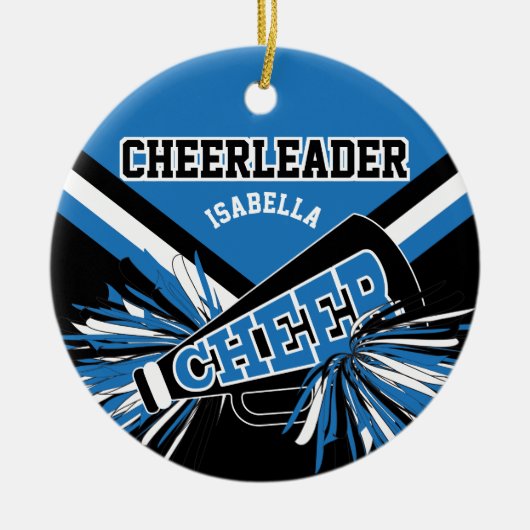 Cheerleader 📣 💖 - blauw, wit en zwart keramisch ornament (Voorkant)