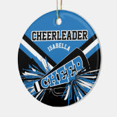Cheerleader 📣 💖 - blauw, wit en zwart keramisch ornament (Links)