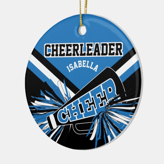 Cheerleader 📣 💖 - blauw, wit en zwart keramisch ornament (Links)