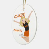 Cheerleader Blonde Black & Orange Keramisch Ornament (Links)
