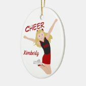 Cheerleader Blonde Black & Red Keramisch Ornament (Links)