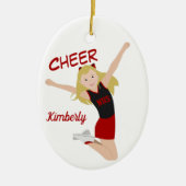 Cheerleader Blonde Black & Red Keramisch Ornament (Voorkant)