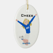 Cheerleader Blonde Blue & White Keramisch Ornament (Rechts)