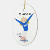 Cheerleader Blonde Blue & White Keramisch Ornament (Links)