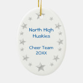 Cheerleader Blonde Blue & White Keramisch Ornament (Achterkant)