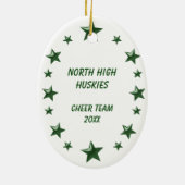 Cheerleader Blonde Green & White Keramisch Ornament (Achterkant)