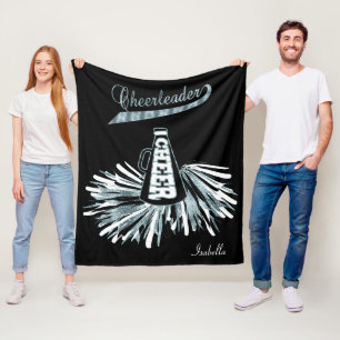 Cheerleader 📣 💖 - Blue Glitter en Black Fleece Deken