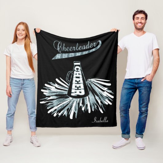 Cheerleader 📣 💖 - Blue Glitter en Black Fleece Deken (In situ)