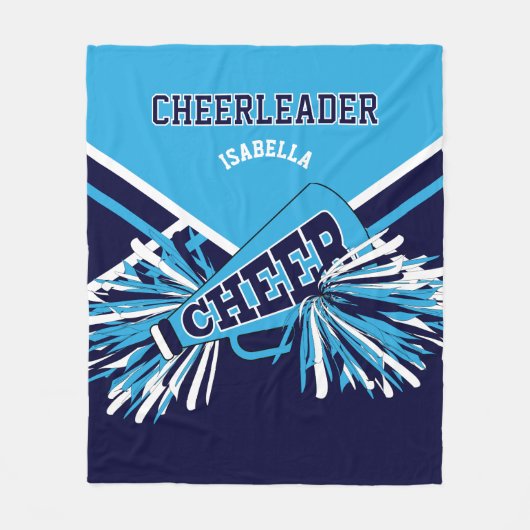 📣 Cheerleader Blue, Navy Blue & White Fleece Deken (Voorkant)