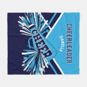 📣 Cheerleader Blue, Navy Blue & White Fleece Deken (Voorkant (Horizontaal))