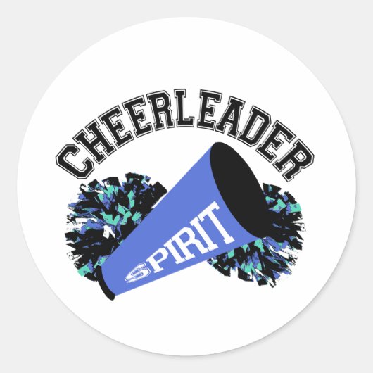 Cheerleader Blue Ronde Sticker (Voorkant)