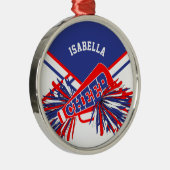 Cheerleader 📣 💖 - Blue, White en Red Metalen Ornament (Rechts)