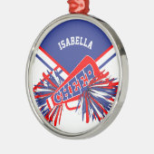 Cheerleader 📣 💖 - Blue, White en Red Metalen Ornament (Links)